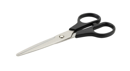 Isolated Image of Scissors with Black Handle on Transparent Background