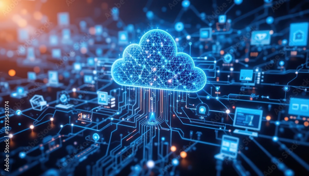 Poster cloud computing network: digital data & global connectivity