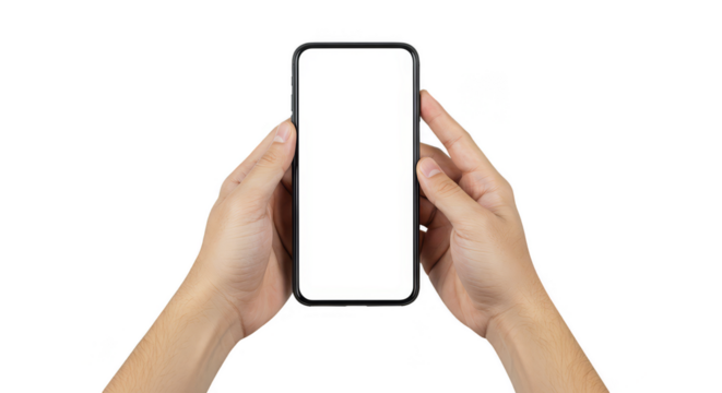 Smartphone Mockup in Hand with Empty Screen Isolated Transparent Background