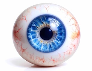 Human Eye Model with Blue Iris Isolated on White
