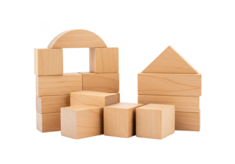 Stack Wooden Blocks Toys Construction Bricks Game Building on Isolated PNG