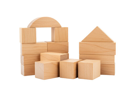 Stack Wooden Blocks Toys Construction Bricks Game Building on Isolated PNG