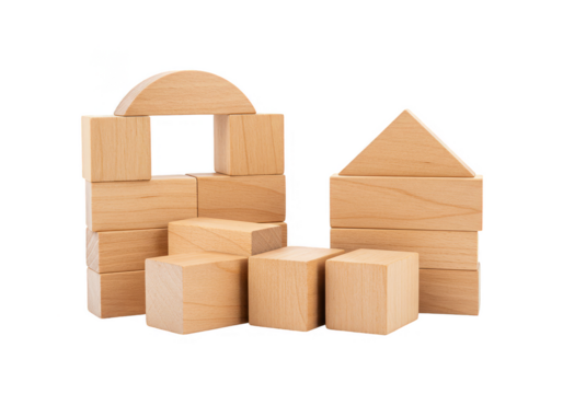 Stack Wooden Blocks Toys Construction Bricks Game Building on Isolated PNG