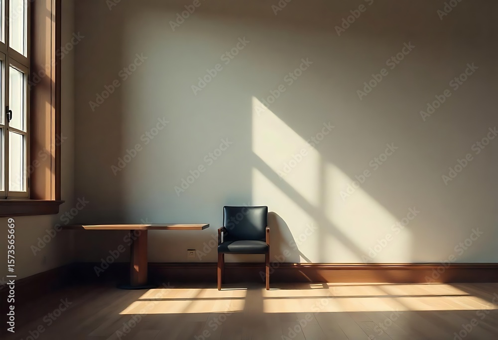 Poster generative ai empty minimal room sunlight geometric shadows aesthetic