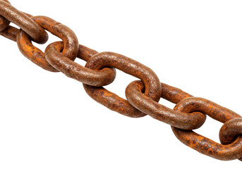 Obraz premium Isolated Macro Rusty Chain on Transparent Background in Full Detail