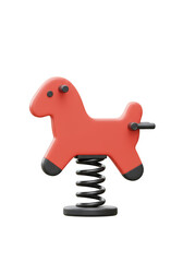 3D Rendering of Red Horse Spring Rider Playground Toy Isolated