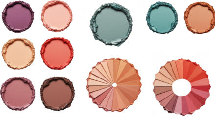 Isolated Makeup Eyeshadow Palette Collection with Transparent Background