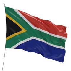 Obraz premium 3d Rendering of South African Flag Waving in the Wind Isolated Background