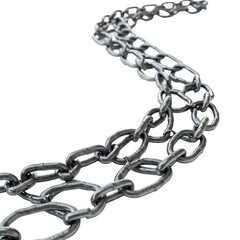 Obraz premium Isolated Metallic Silver Chain Links Connected for Industrial Security