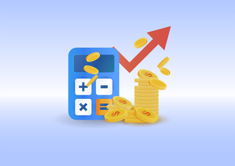 3d icons of stock, investment, money market