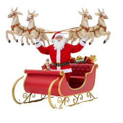 Illustration of Santa Claus Rides Sleigh with Reindeer Team Holiday Season