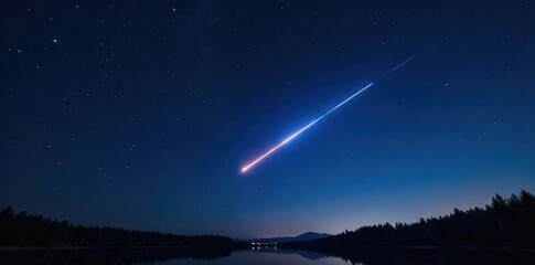 Breathtaking Shooting Star Streaking Across Dark Night Sky Celestial Wonder for Astrology, Astronomy, and Wish-Making Themes