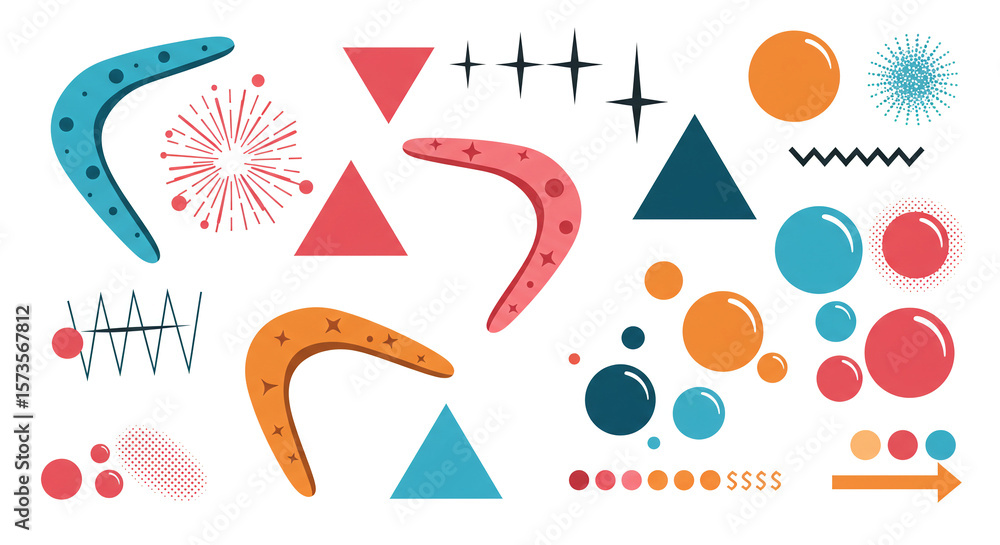 Poster colorful abstract geometric shapes vector design elements for graphic design and decoration ideas se