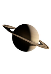 Illustration of Saturn Planet with Rings in Dark Space Transparent Background