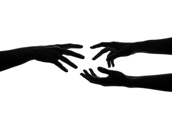 Transparent Background Abstract Hands Reaching in The Dark Silhouette