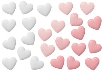 Transparent Background Illustration With Pink And White Hearts Designs