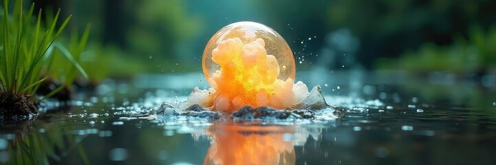 Methane Bubbles Rising in Swamp, Dramatic Close-Up Showing Climate Change Impact