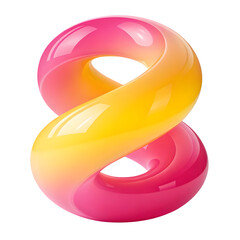 Abstract infinity symbol with pink and yellow gradient isolated on transparent background