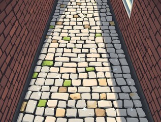 Cobblestone Lane: A Sun-Dappled Path