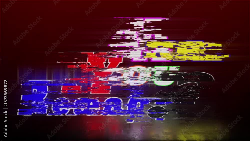 Poster are you ready? motion text animation with glitch pixel effect and color. 4k hd reflecting on backgro