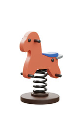 3d Rendering Spring Rider Horse Toy for Playground on Transparent Background