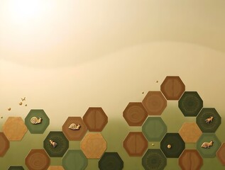 Hexagonal Pattern with Fauna Motifs