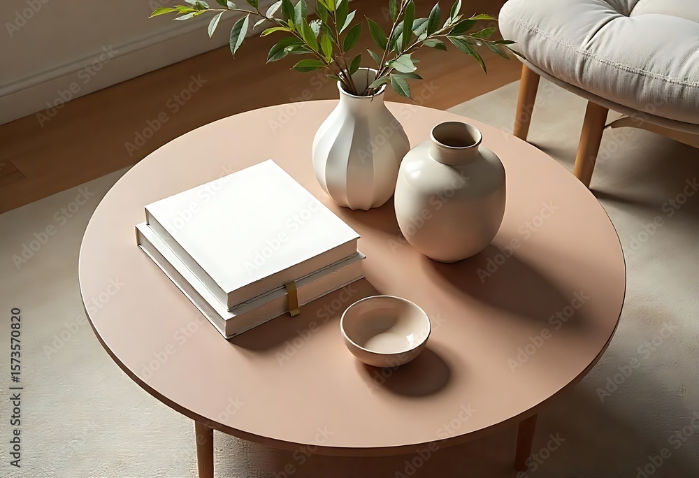 Poster generative ai modern interior scene objects on table minimalist design aesthetic