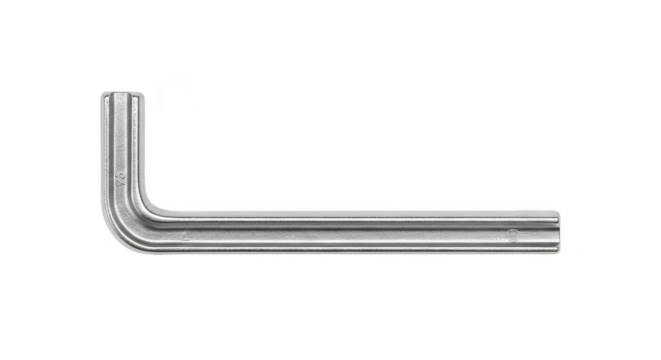Illustration of Silver Colored L Shaped Metal Wrench Isolated on White