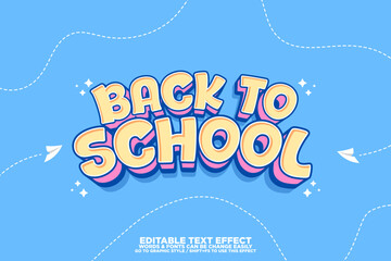 3D cartoon style text effect for back to school poster, banner and background