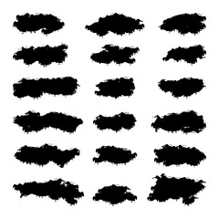 Collection of Black Brush Strokes for Artistic Applications