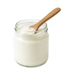 Jar of Coconut Cream with Wooden Spoon, Isolated on Transparent and White Background