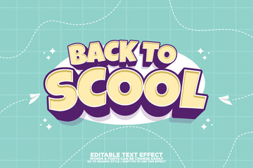 3D cartoon style text effect for back to school poster, banner and background
