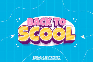 3D cartoon style text effect for back to school poster, banner and background