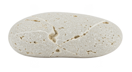 Isolated Pebble Stone Texture White Smooth Rock in Transparent Background