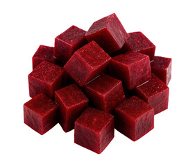 Heap of Diced Beetroot, Isolated on Transparent and White Background