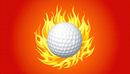 Golf ball in fiery flames