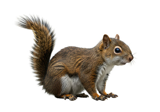 Isolated Photo of Brown Squirrel A Mammal with Furry Tail On Transparent - Powered by Adobe