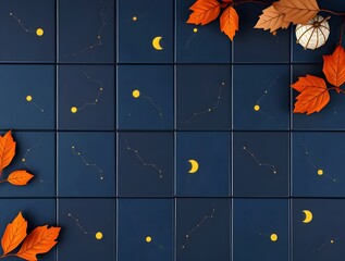 Celestial Autumn: A Nocturnal Tapestry of Constellations and Fallen Leaves