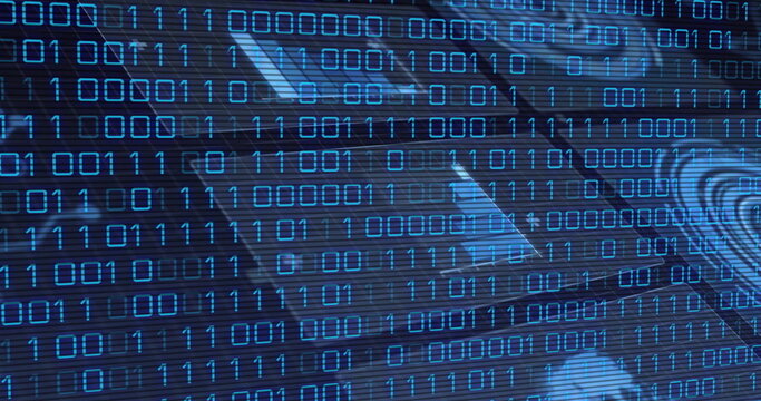 Displaying binary digits cascading across digital interface, with circuit traces and data vortex - Powered by Adobe