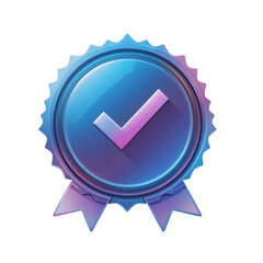 Glossy Blue Checkmark Badge Award Seal Icon Achievement Symbol Quality Guarantee Success Validation