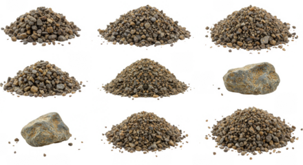 Isolated Piles of Earth Sand And Rock Materials Over Transparent Background
