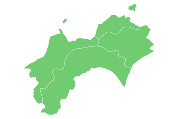 Obraz premium 四国地方のシルエットイラスト（愛媛県, 香川県, 徳島県, 高知県）