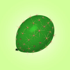 Balloon covered with cactus prickles on light green background