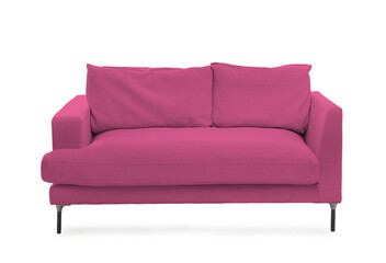 Pink sofa isolated on white. Furniture for living room interior
