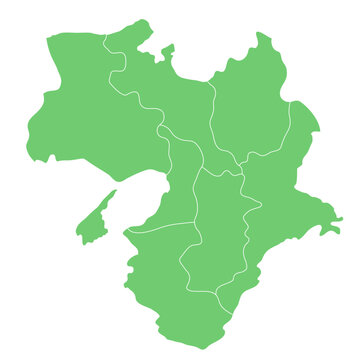 近畿地方のシルエットイラスト（京都府, 滋賀県, 奈良県, 三重県, 大阪府, 和歌山県, 兵庫県）