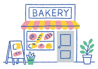 Appearance of a cute bakery on a street corner_color