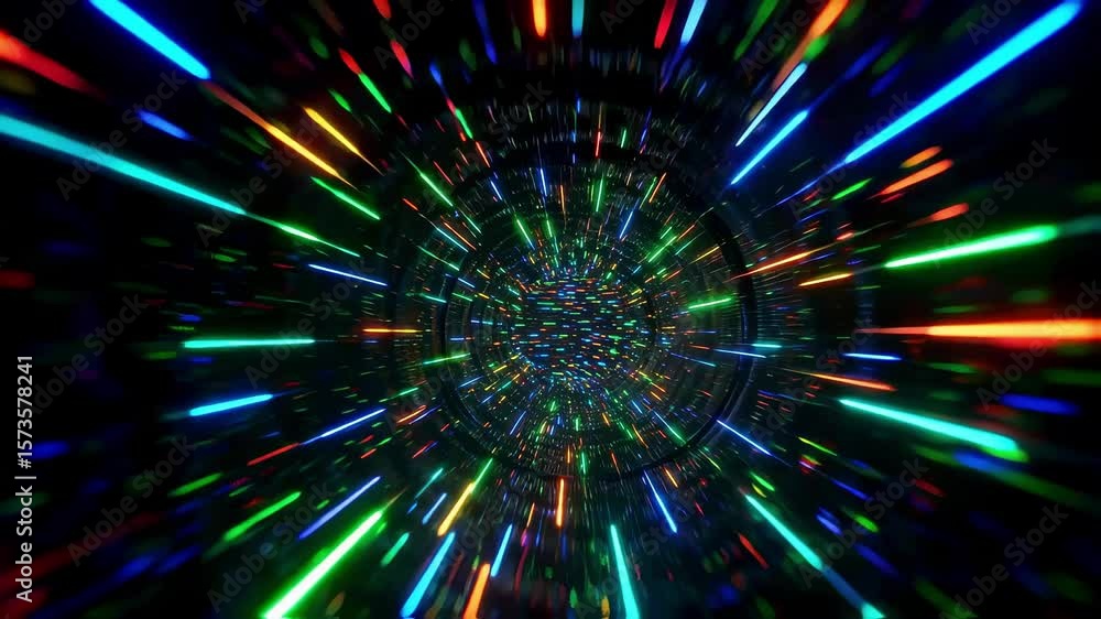 Poster enigmatic speed tunnel illuminated by bright neon lights presenting a captivating fusion of color an