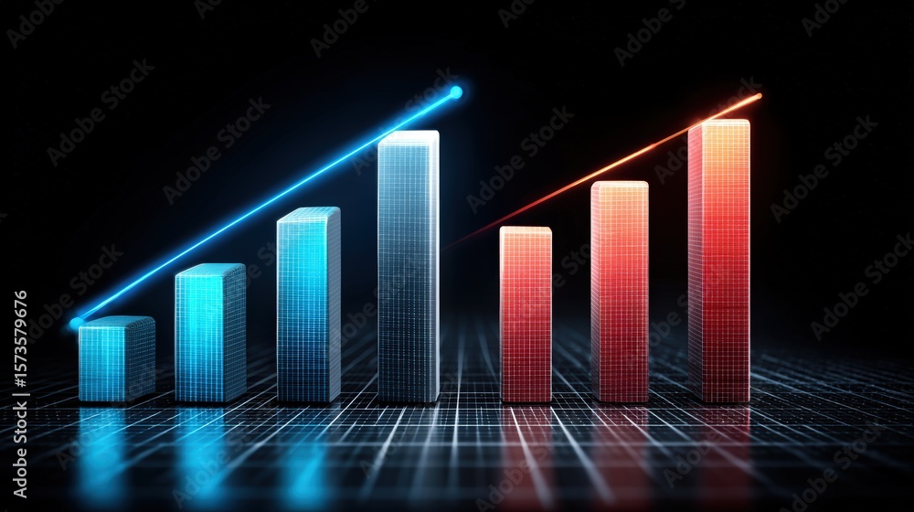 Aufkleber digital bar chart representing tax rise with data visualization effects