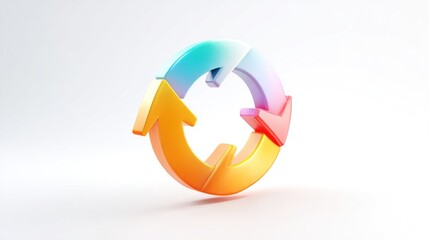 Colorful, 3D circular arrow diagram with a gradient effect against a white background