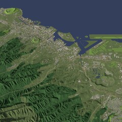 3D illustration of city and urban in Honolulu Hawaii USA